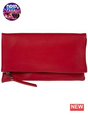 Faux Leather Foldover Clutch Purse with Tassel & Zip Pocket Evening Bag